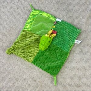 Make Believe Ideas Green Dragon Lovey Security Blanket Sensory Baby Toy Red